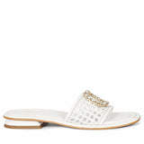 Saint Carly Off White Leather Flat Sandal.