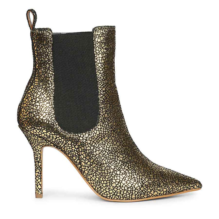 Saint Arely Gold Metallic Leather Stiletto Ankle Boots