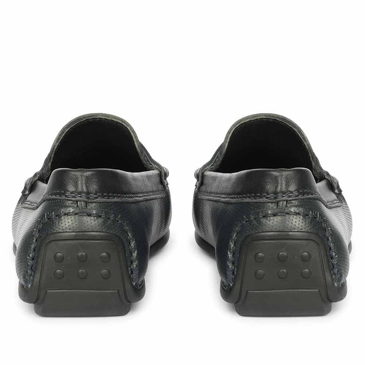 Saint Asher Navy Leather Saddle Loafers