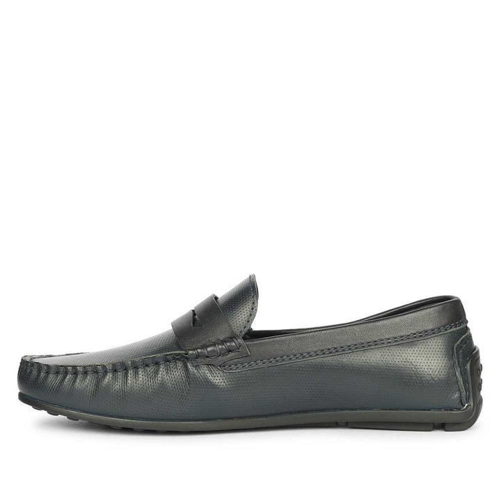 Saint Asher Navy Leather Saddle Loafers