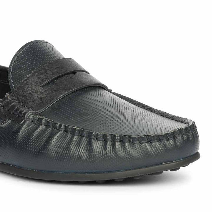 Saint Asher Navy Leather Saddle Loafers