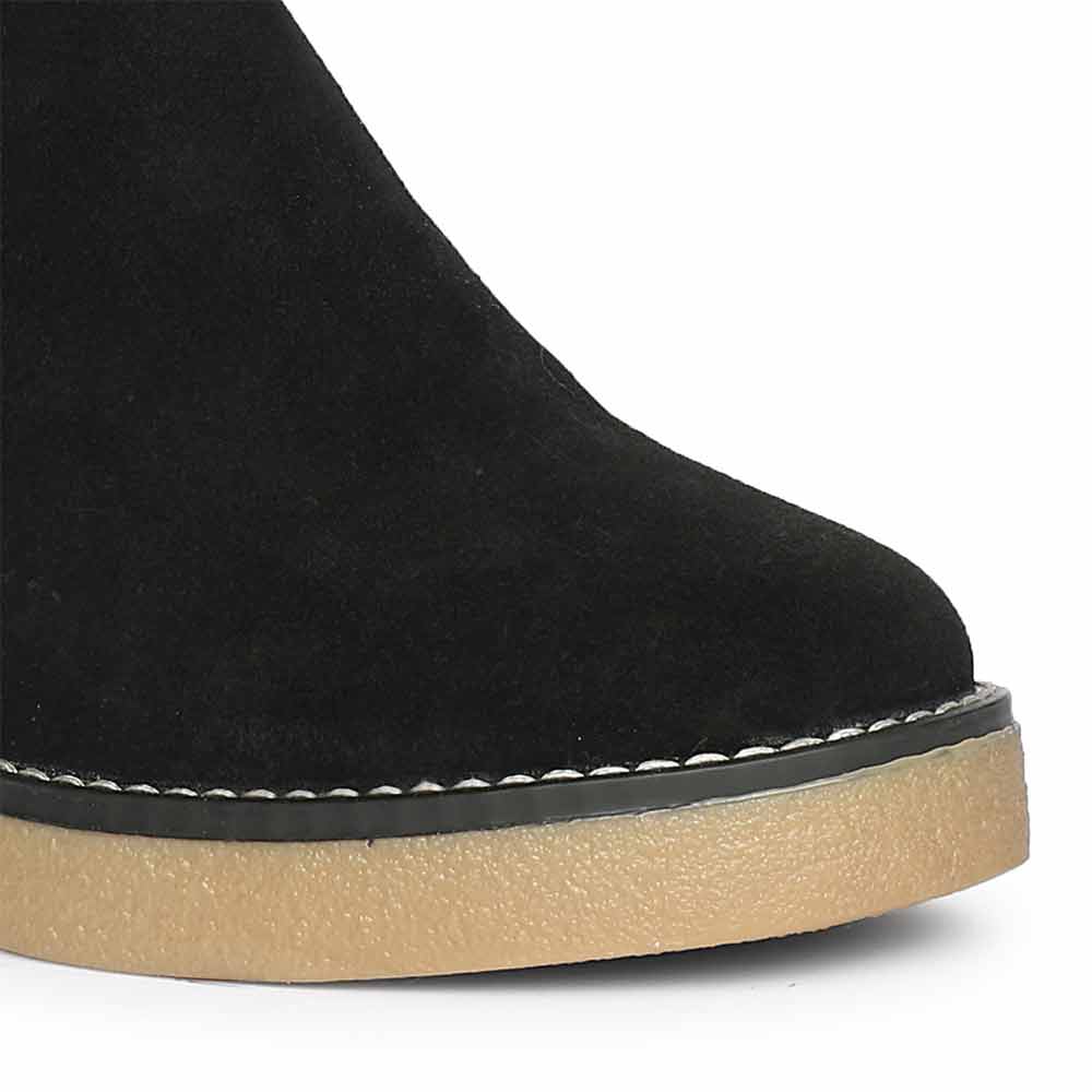 Saint Glacienne Black Suede Leather Fur Cuff Ankle Boots