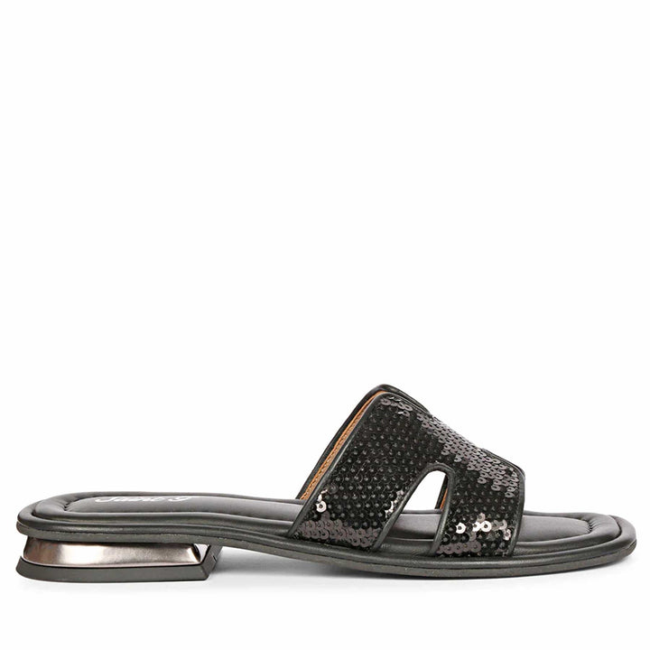 Saint Bria Sequin Black Leather Flats