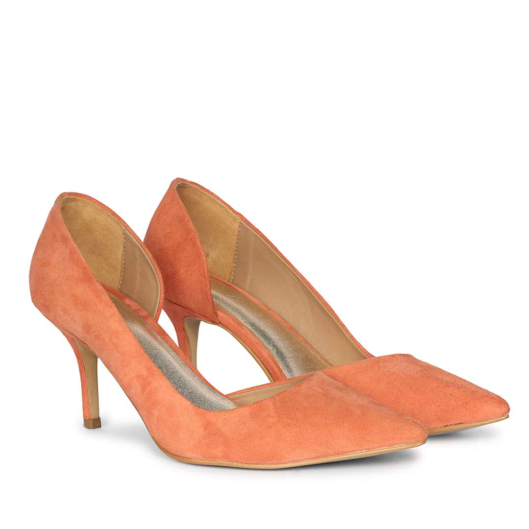 Saint Layla Orange Suede Leather Pumps