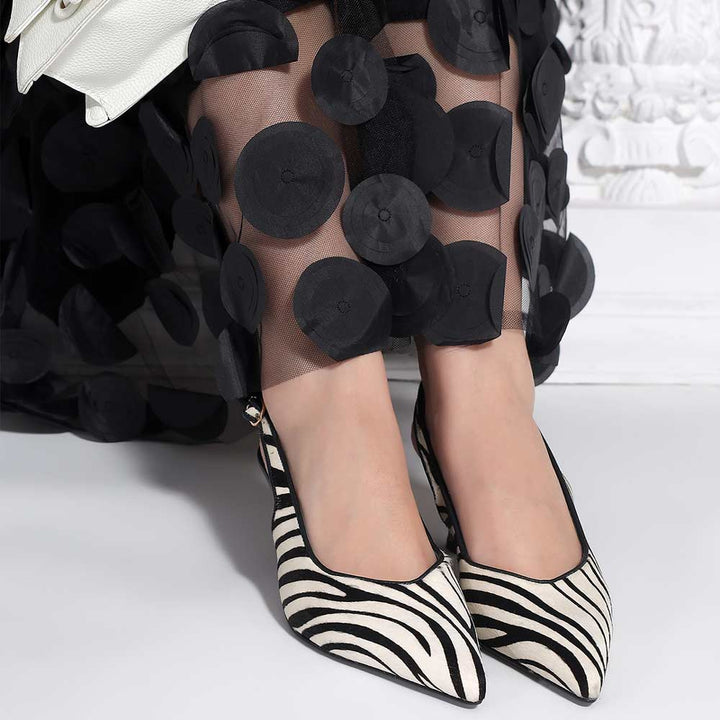 Saint Elara Zebra-Print Slingback Leather Pumps