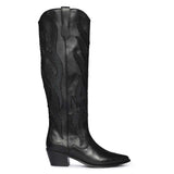 Saint Tiziana Hand Embroidered Black Leather Cowboy Boots