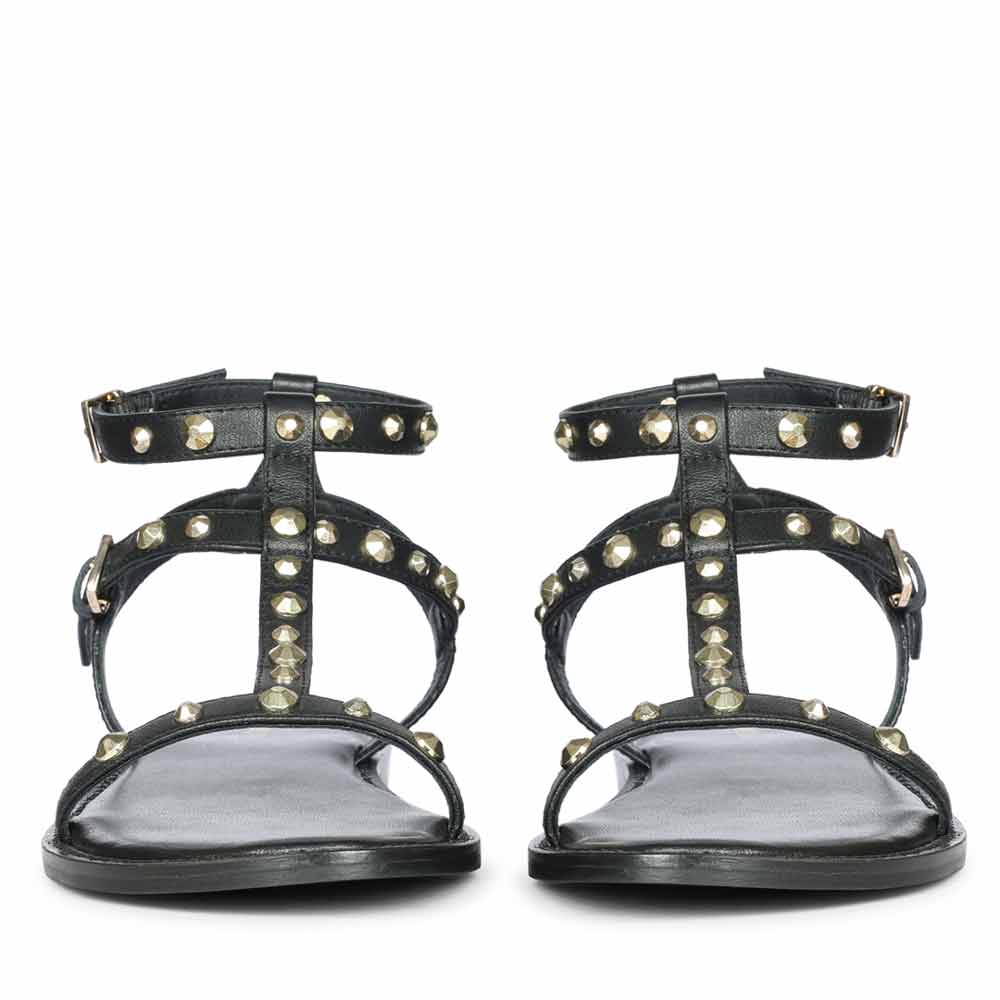 Women’s luxury black leather sandals