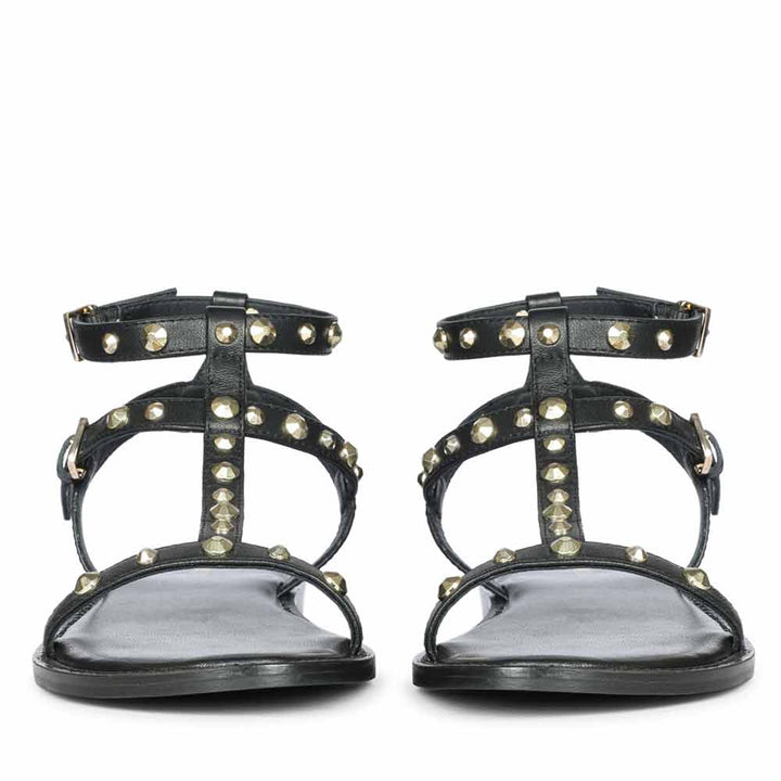Women’s luxury black leather sandals
