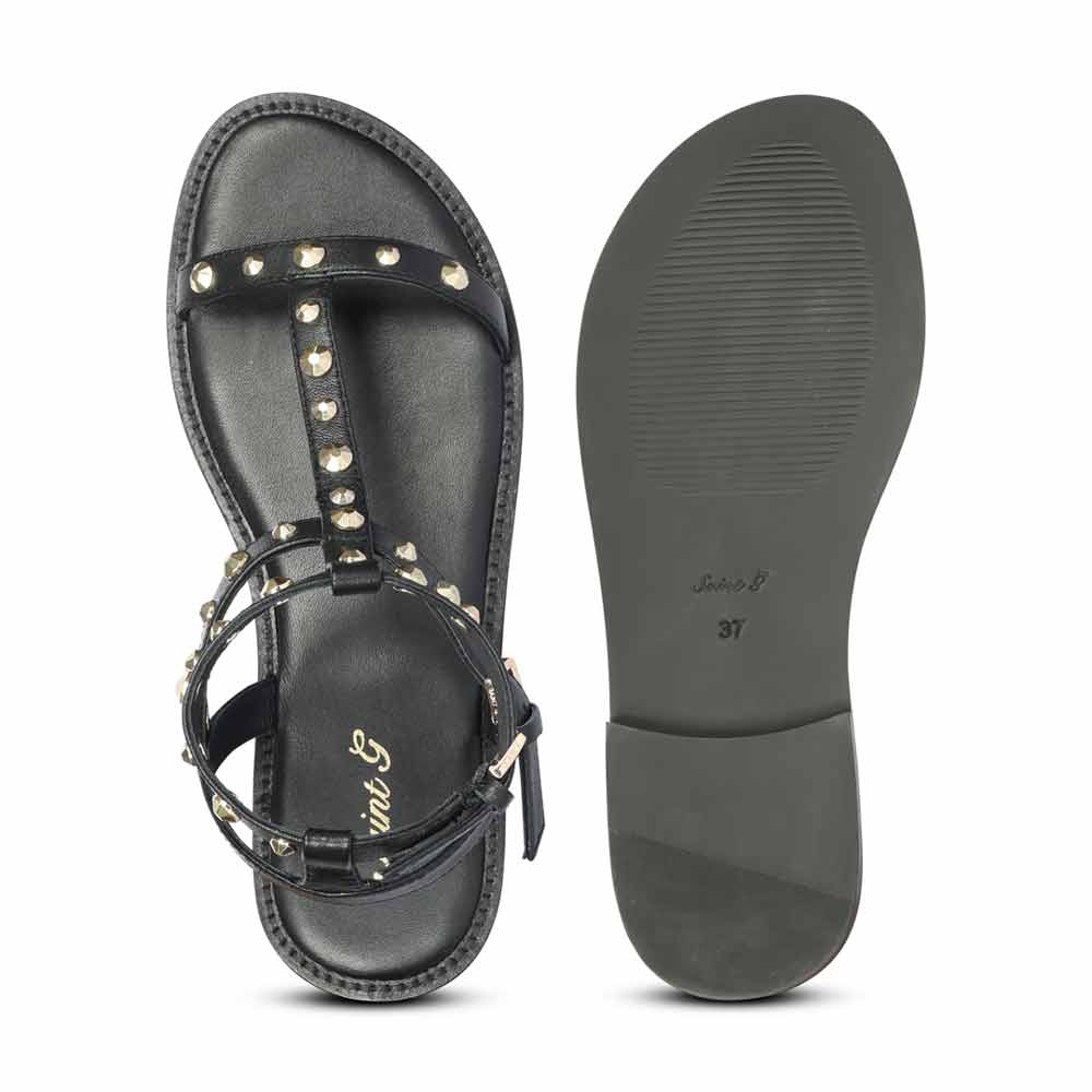 Gold accent leather sandals women