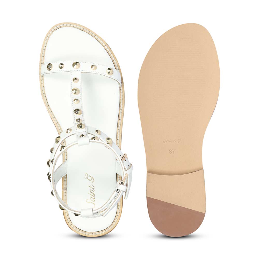Gold accent leather sandals women
