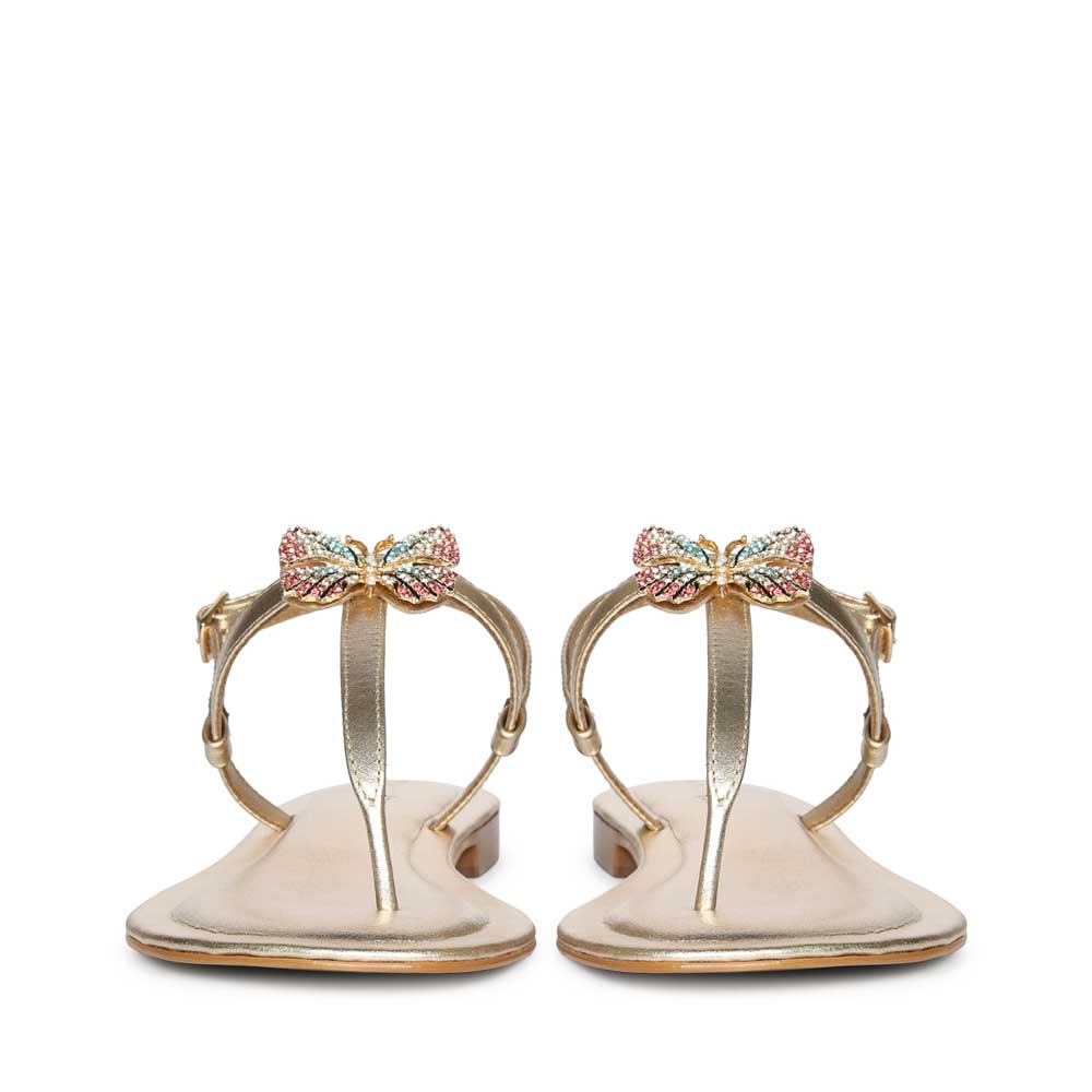 Saint Avril Butterfly Jeweled Platin Leather Sandals