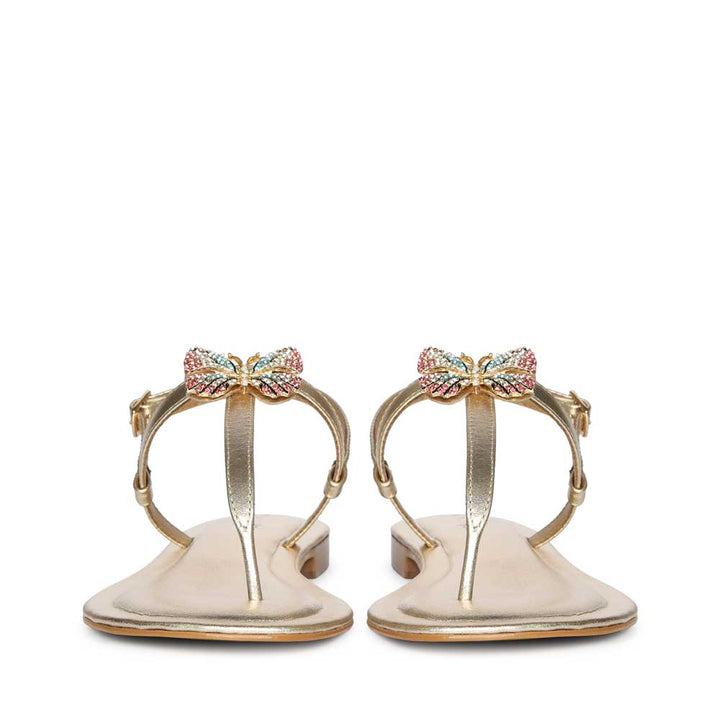Saint Avril Butterfly Jeweled Platin Leather Sandals
