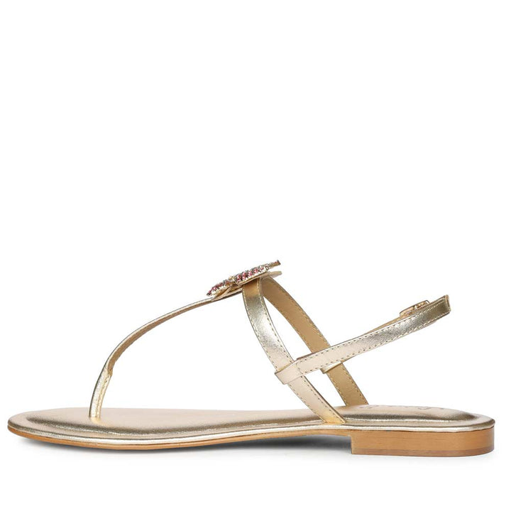 Saint Avril Butterfly Jeweled Platin Leather Sandals