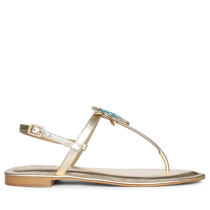 Saint Avril Starfish Jeweled Platin Leather Sandals