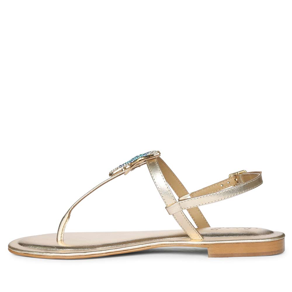 Saint Avril Starfish Jeweled Platin Leather Sandals
