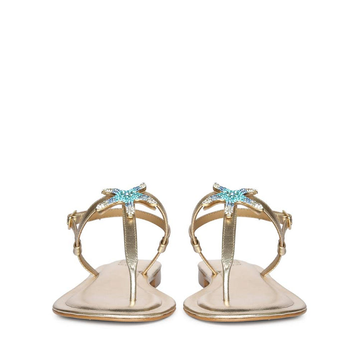 Saint Avril Starfish Jeweled Platin Leather Sandals