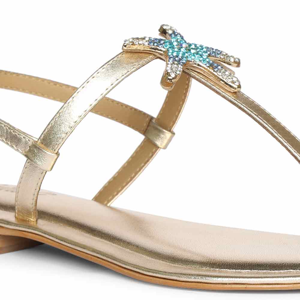 Saint Avril Starfish Jeweled Platin Leather Sandals