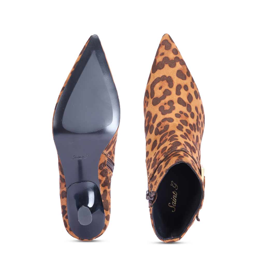 Saint Darcie Buckle Decor Leo Pony Nappa Ankle Boots