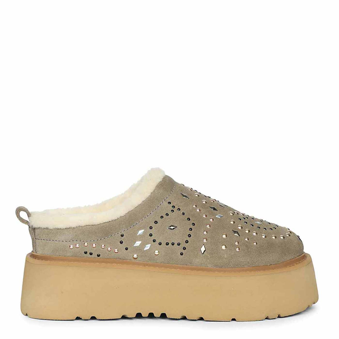 Saint Glaressa Studded Platform Suede Leather Slip-Ons