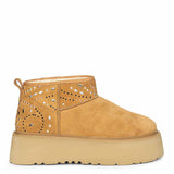 Saint Eislyn Studded Tan Suede Leather Platform Boots