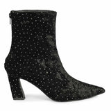 Saint Yara Black Velvet Strass Ankle Boots