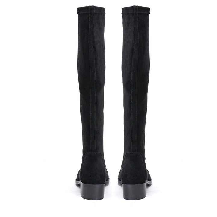 Saint Amy Black Stretch suede Leather Knee High Boots