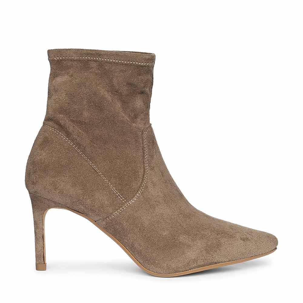 Saint Jemima Taupe Stretch Suede Stilettos Ankle Boots
