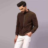 Saint Freya Olive Suede Leather Men's Bomber Style Jackets