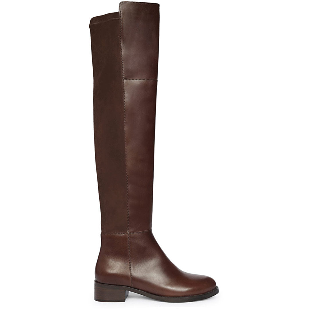 Saint Kayleigh Brown Leather Above The Knee Boots