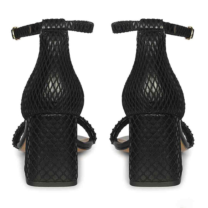 Saint Verona Black Vegan Leather Block Heels