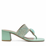 Saint Stevie Stone Jeweled Turquoise Raffia Block Heels