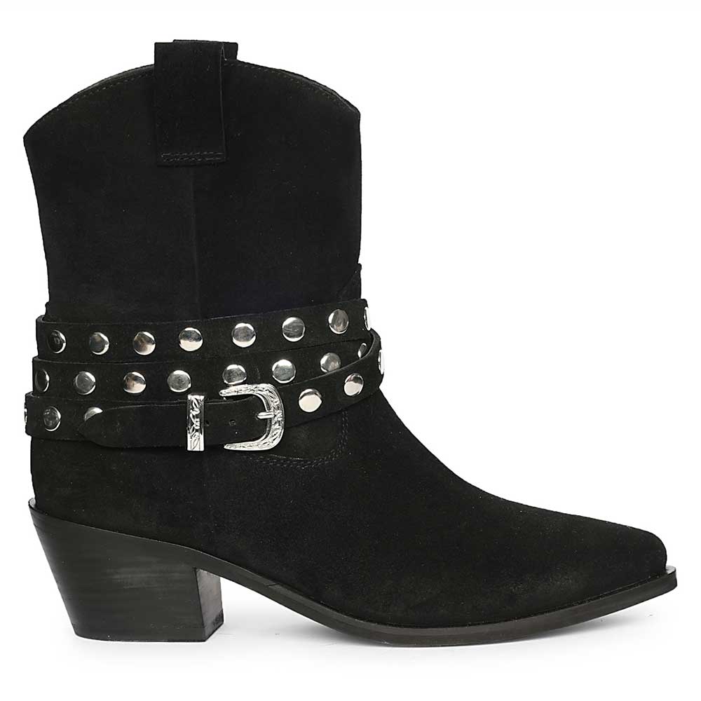 Saint Bristol Black Suede Leather Studded Ankle Boots