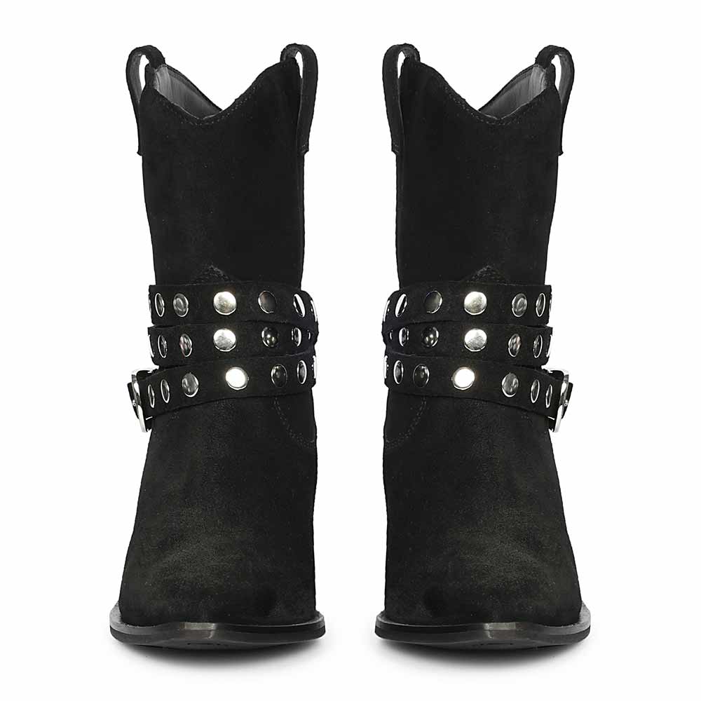 Saint Bristol Black Suede Leather Studded Ankle Boots