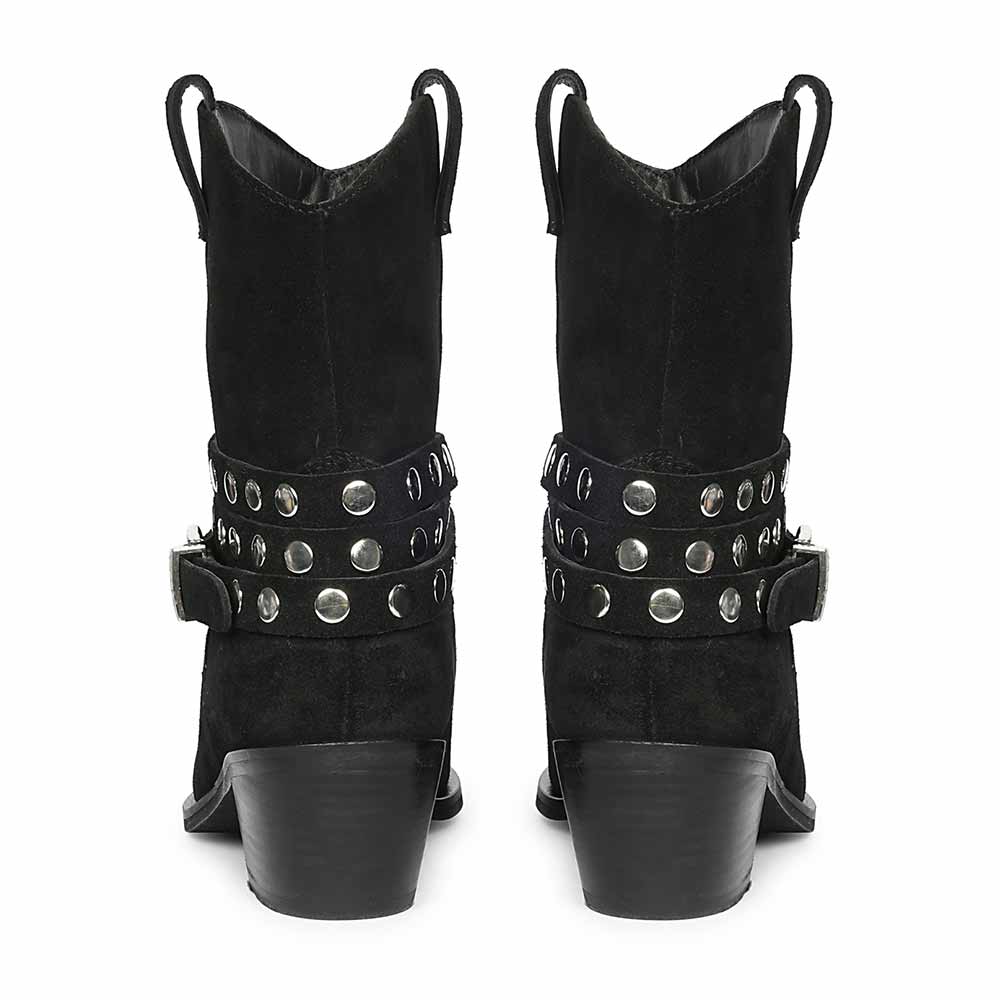 Saint Bristol Black Suede Leather Studded Ankle Boots