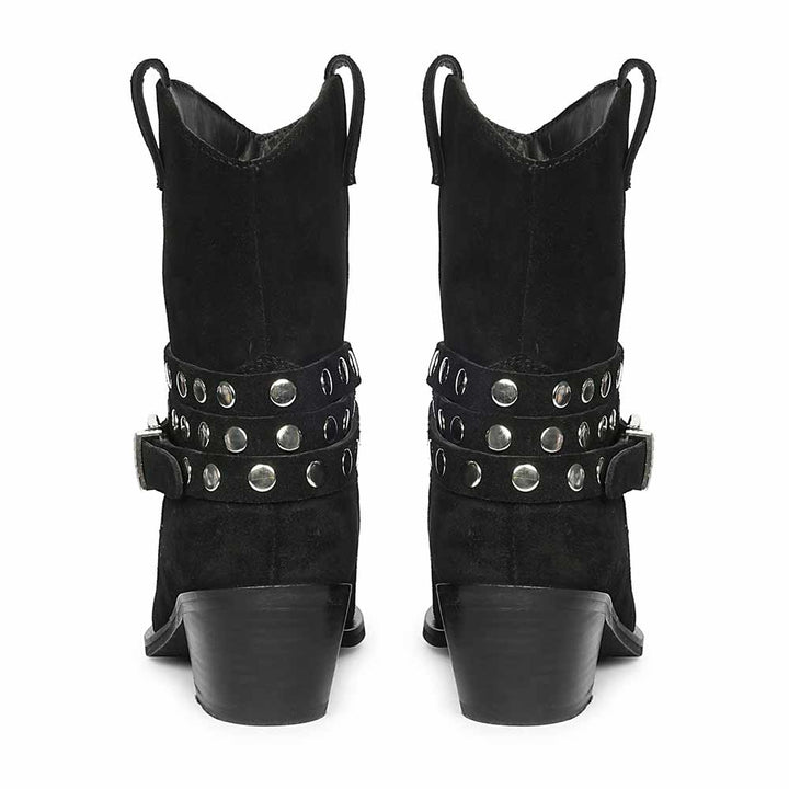 Saint Bristol Black Suede Leather Studded Ankle Boots