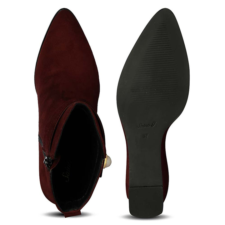 Saint Rosabel Pearl Bordo Suede Leather Wedge Ankle Boots