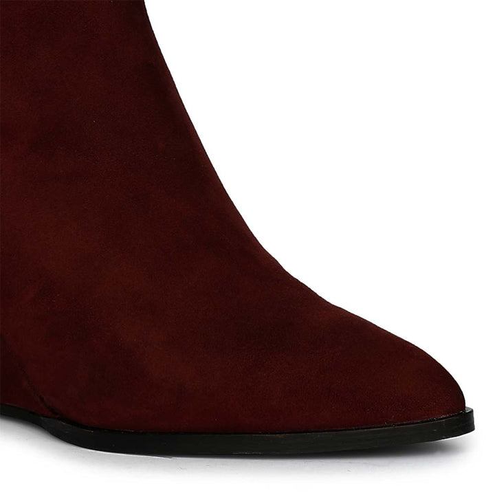 Saint Rosabel Pearl Bordo Suede Leather Wedge Ankle Boots