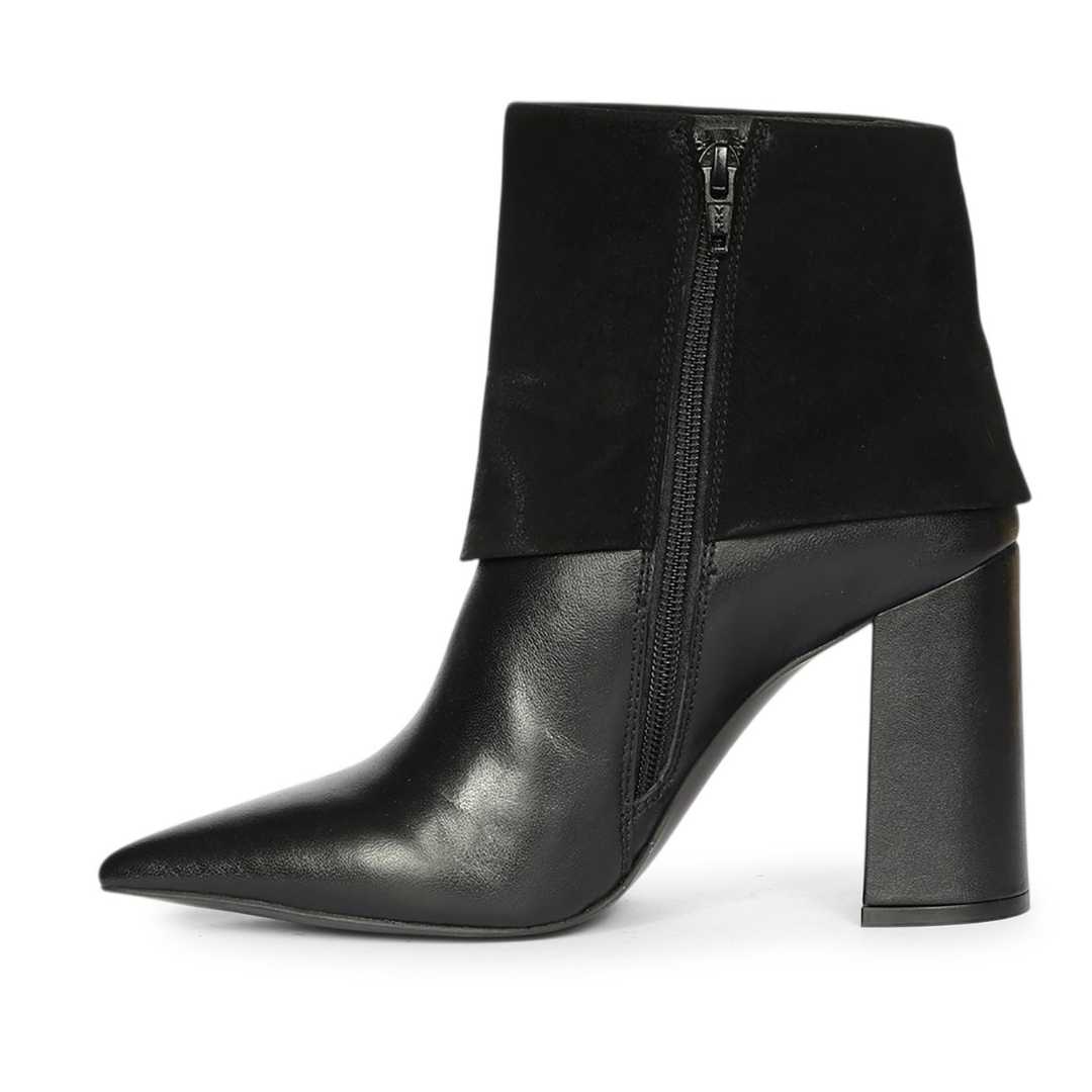 Saint Quorra Black Leather Fold-Over Ankle Boots