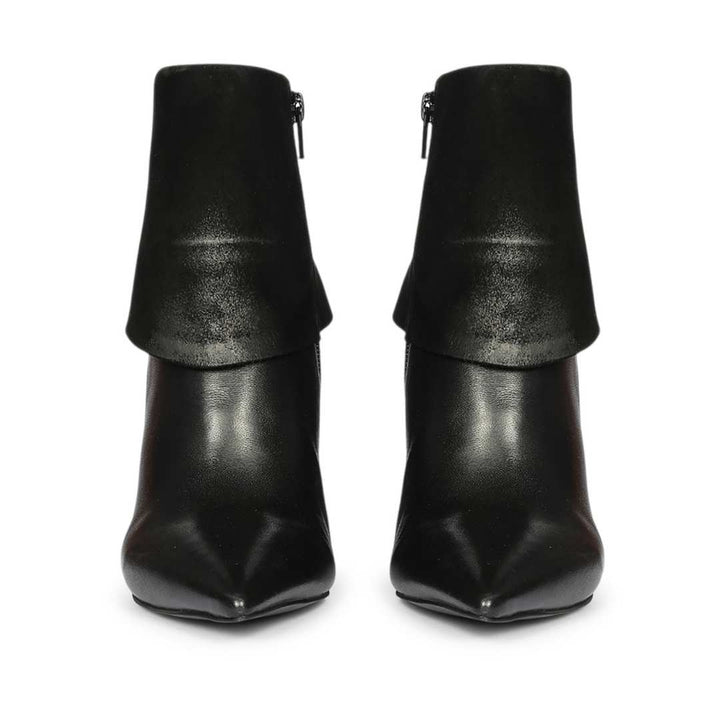 Saint Quorra Black Leather Fold-Over Ankle Boots
