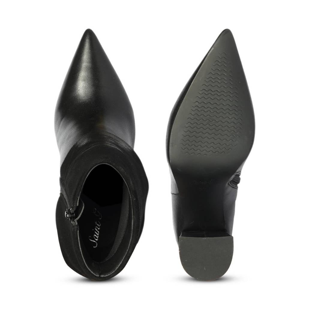 Saint Quorra Black Leather Fold-Over Ankle Boots