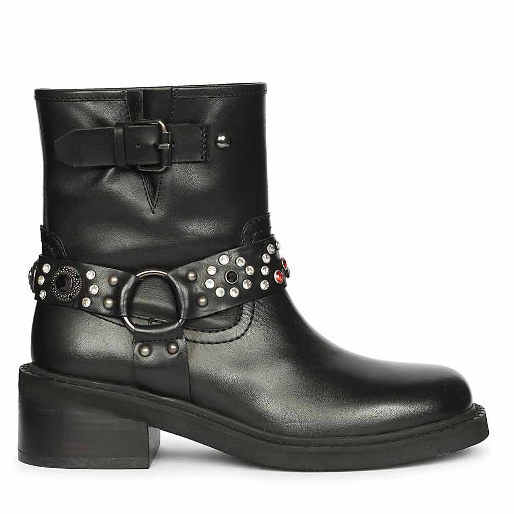 Saint Amada Multi Studs O-Ring Leather Ankle Boots