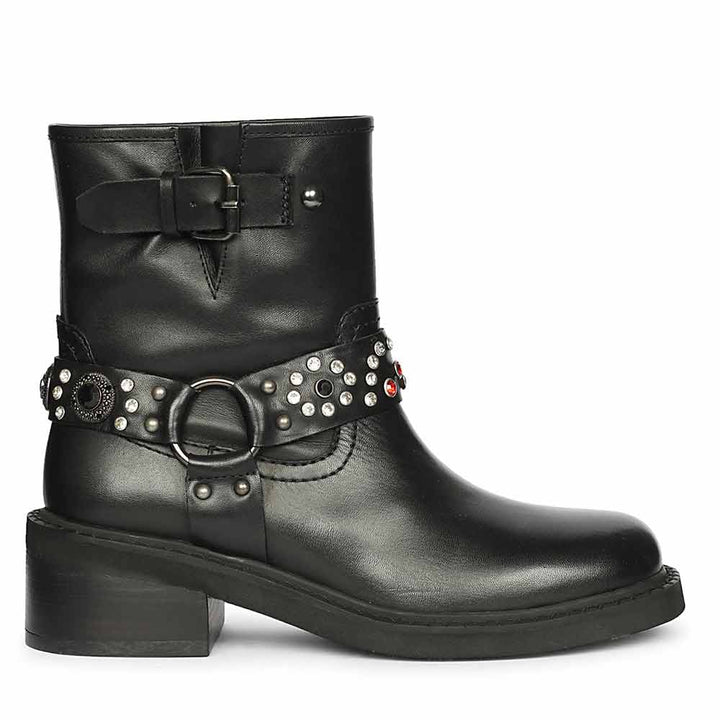 Saint Amada Multi Studs O-Ring Leather Ankle Boots