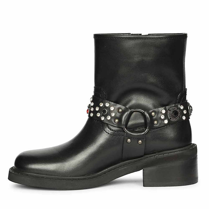 Saint Amada Multi Studs O-Ring Leather Ankle Boots