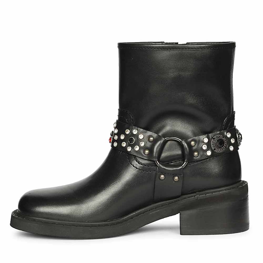 Saint Amada Multi Studs O-Ring Leather Ankle Boots