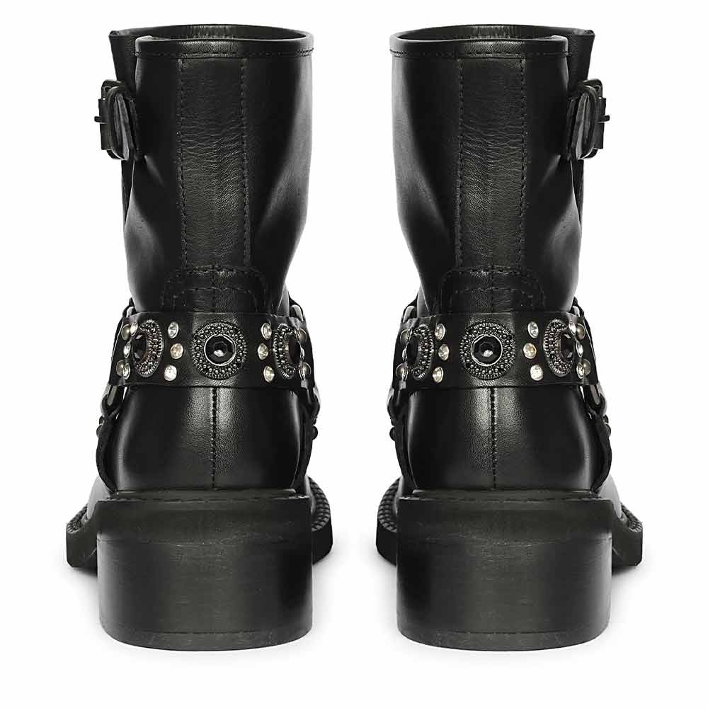 Saint Amada Multi Studs O-Ring Leather Ankle Boots