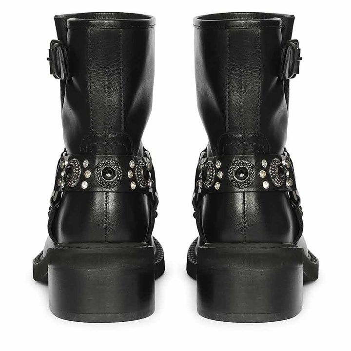 Saint Amada Multi Studs O-Ring Leather Ankle Boots