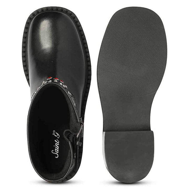 Saint Amada Multi Studs O-Ring Leather Ankle Boots