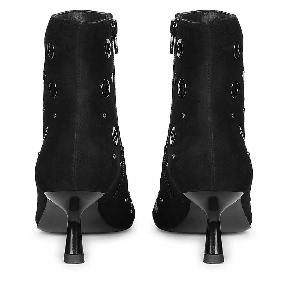 Saint Orla Black Suede Leather Eyelet Ankle Boots