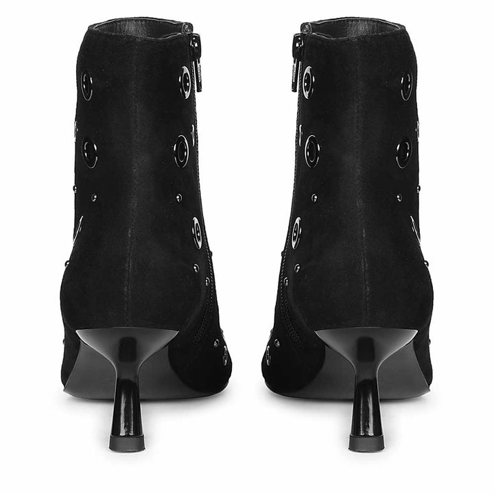 Saint Orla Black Suede Leather Eyelet Ankle Boots