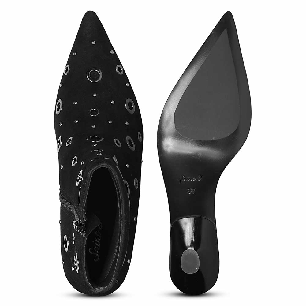 Saint Orla Black Suede Leather Eyelet Ankle Boots